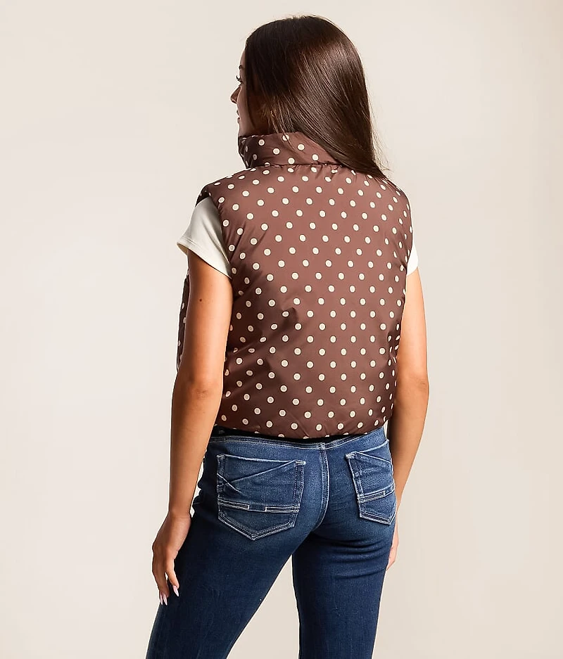 Polka Dot Reversible Cropped Puffer Vest