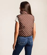 Polka Dot Reversible Cropped Puffer Vest