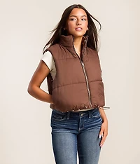 Polka Dot Reversible Cropped Puffer Vest