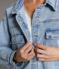 Washed Denim Stretch Shacket