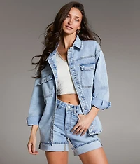 Washed Denim Stretch Shacket
