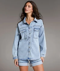 Washed Denim Stretch Shacket