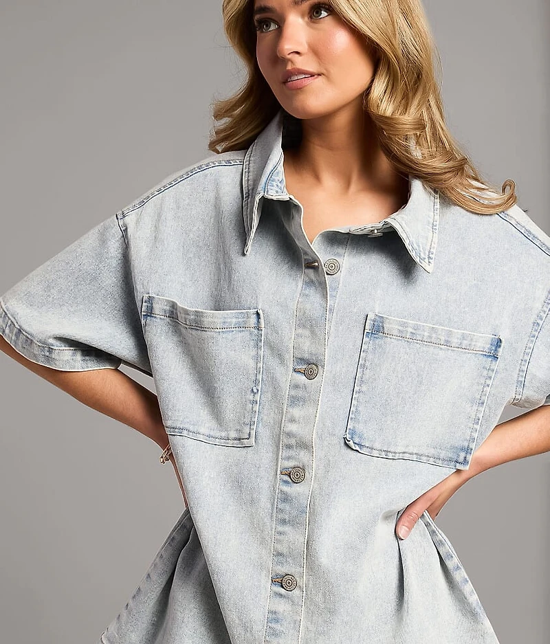 Washed Denim Stretch Shirt