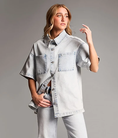 Washed Denim Stretch Shirt