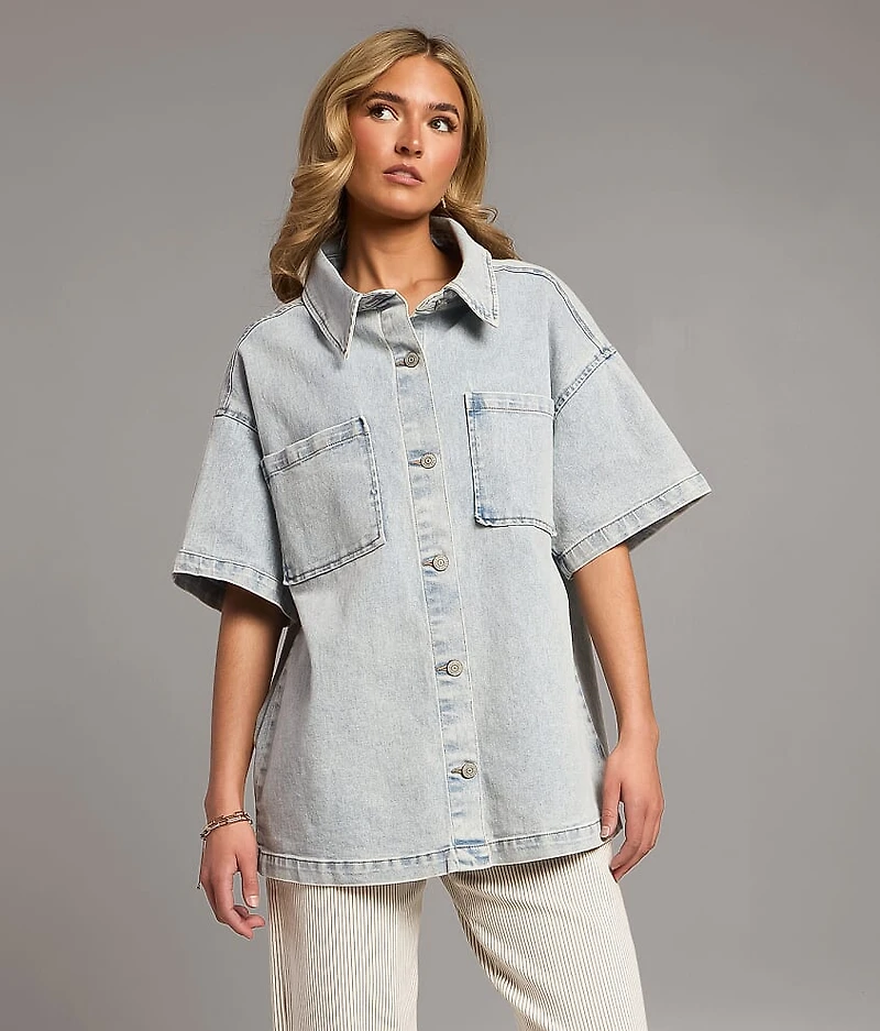Washed Denim Stretch Shirt