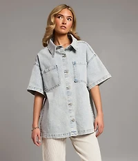 Washed Denim Stretch Shirt