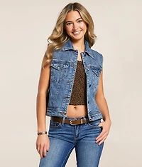 Ci Sono Rhinestone Denim Vest