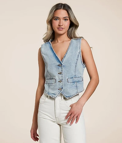 Willow & Root Denim Cropped Vest
