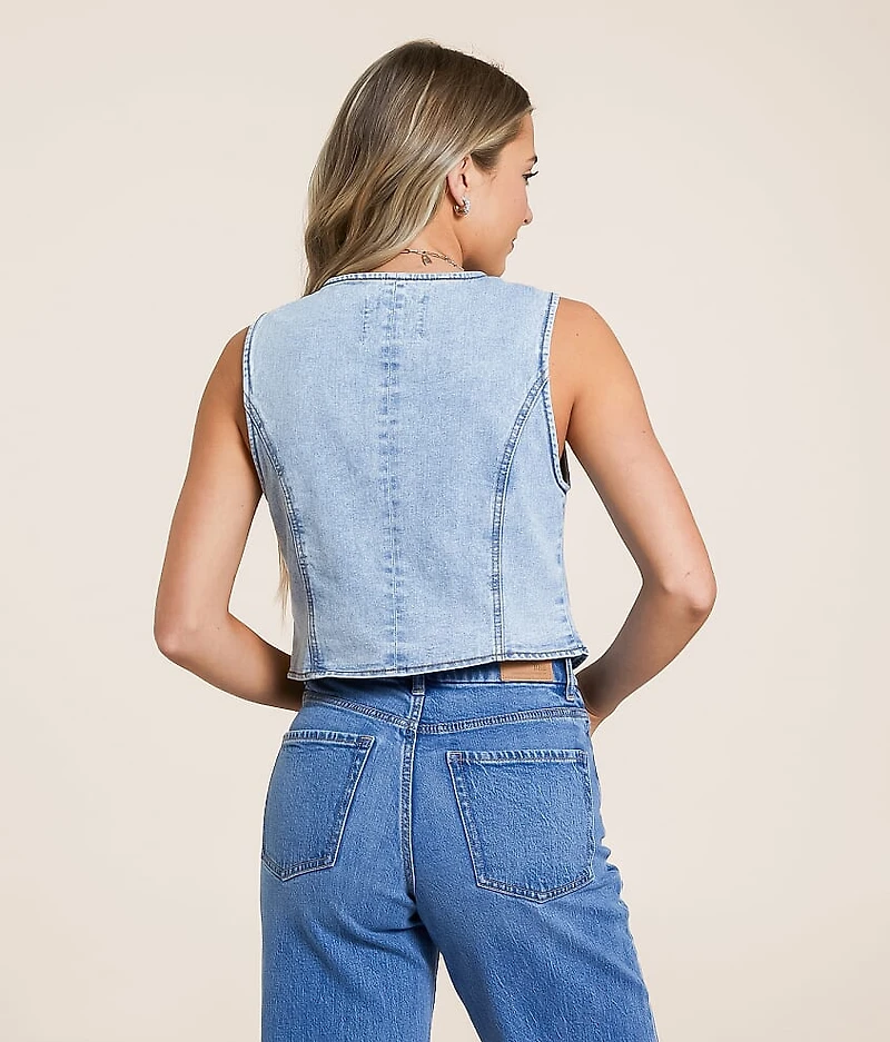 Washed Denim Stretch Vest