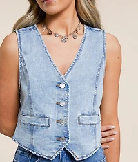 Washed Denim Stretch Vest