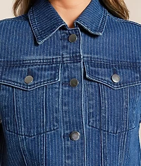Trucker Striped Denim Stretch Vest
