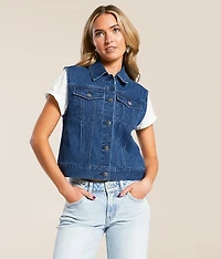 Trucker Striped Denim Stretch Vest