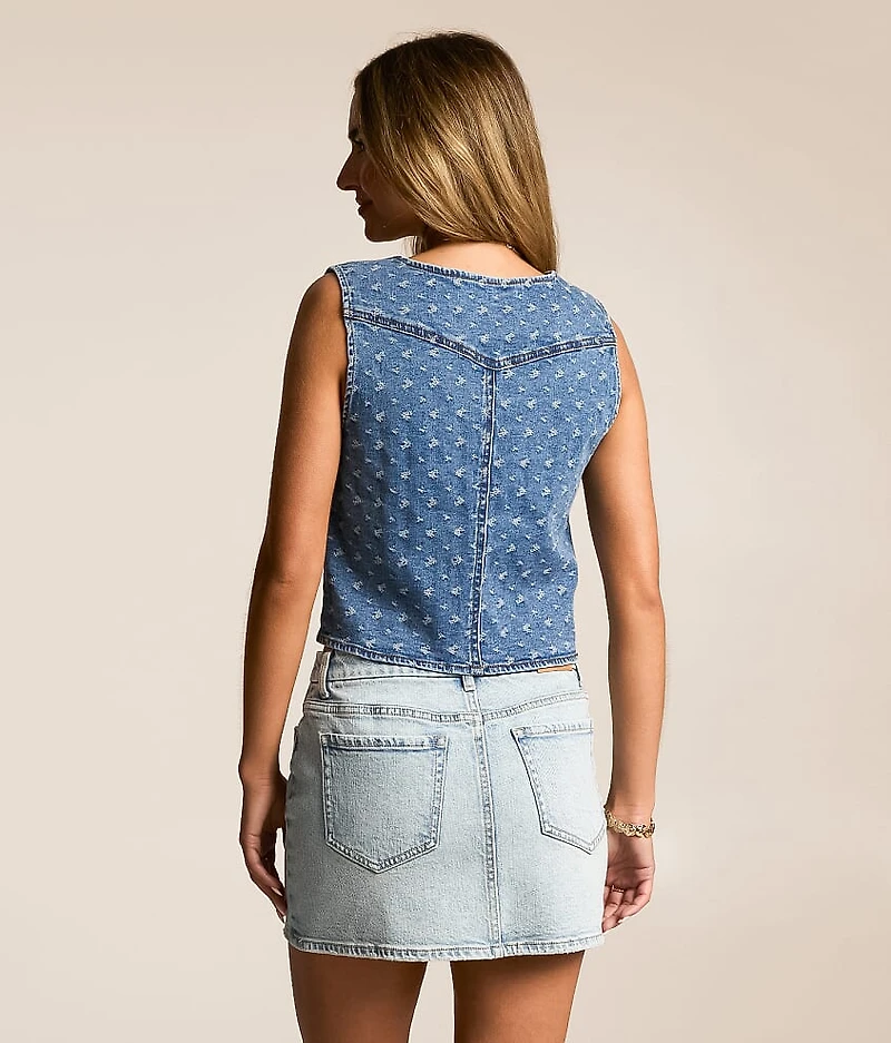 Textured Denim Stretch Vest