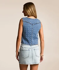 Textured Denim Stretch Vest