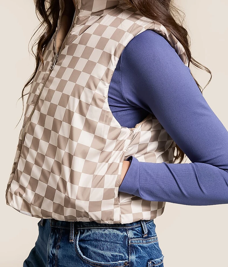 Checkered Reversible Cropped Vest