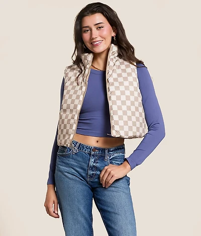 Checkered Reversible Cropped Vest