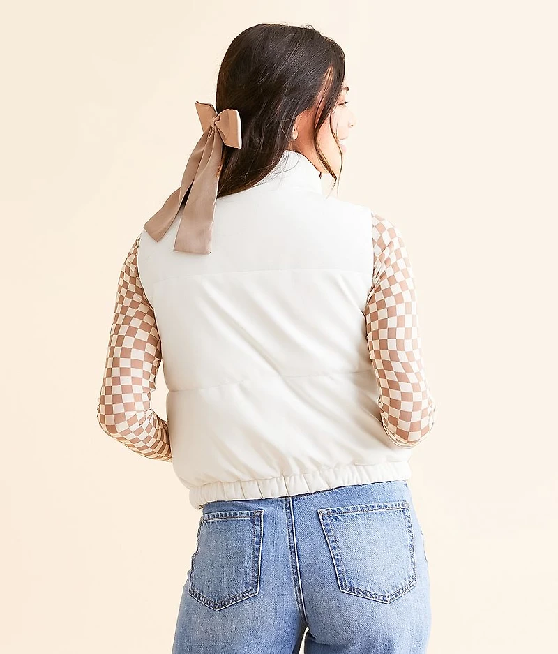 Pleather Cropped Puffer Vest