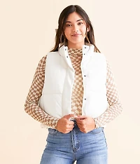Pleather Cropped Puffer Vest