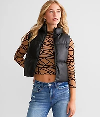 Pleather Cropped Puffer Vest