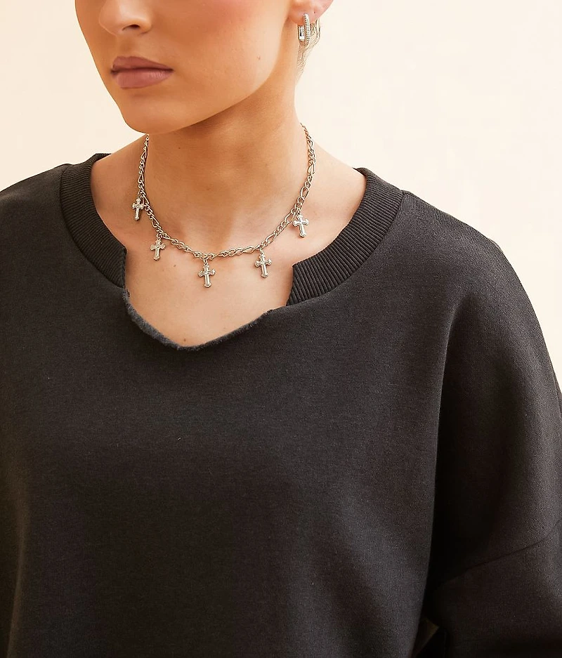 Notch Neck Cropped Pullover