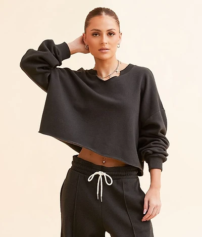 Notch Neck Cropped Pullover