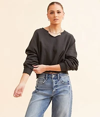 Notch Neck Cropped Pullover