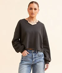 Notch Neck Cropped Pullover