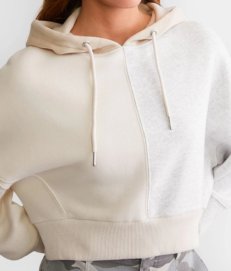 Cropped Color Block Hooded Sweatshirt