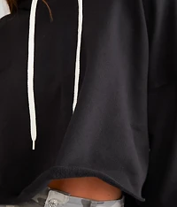 Cropped Boxy Hooded Sweatshirt - One