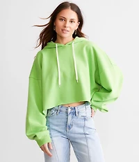 Cropped Boxy Hooded Sweatshirt - One