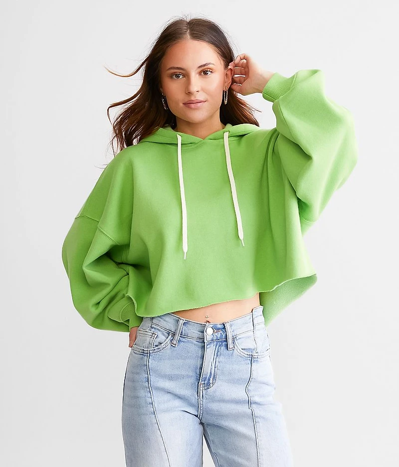 Cropped Boxy Hooded Sweatshirt - One