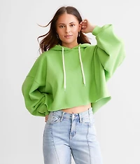 Cropped Boxy Hooded Sweatshirt - One