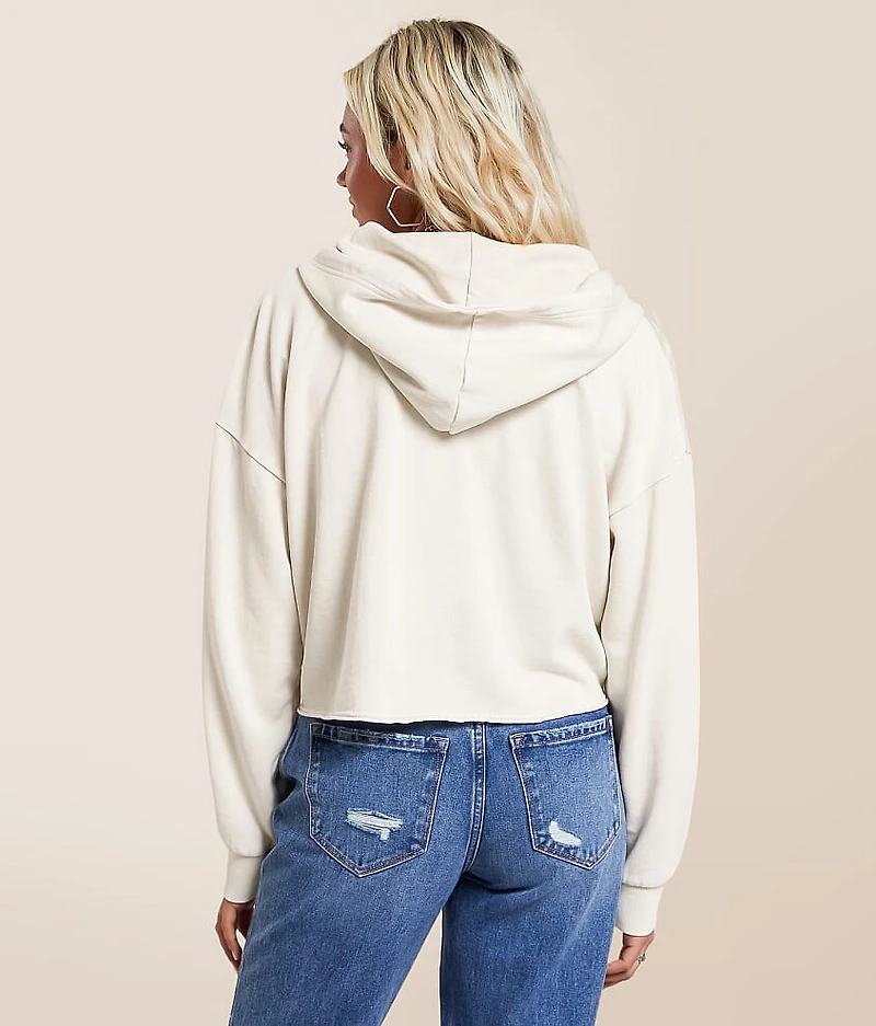 Washed Knit Cropped Hoodie