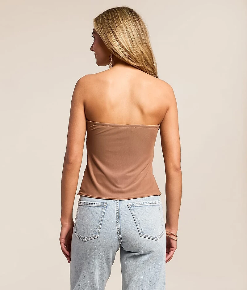 Floral Glitz Mesh Tube Top
