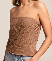 Floral Glitz Mesh Tube Top