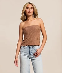 Floral Glitz Mesh Tube Top