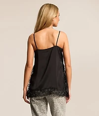 Satin Eyelash Lace Tank Top