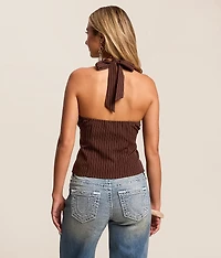Icon Edit - Pinstriped Halter Tank Top