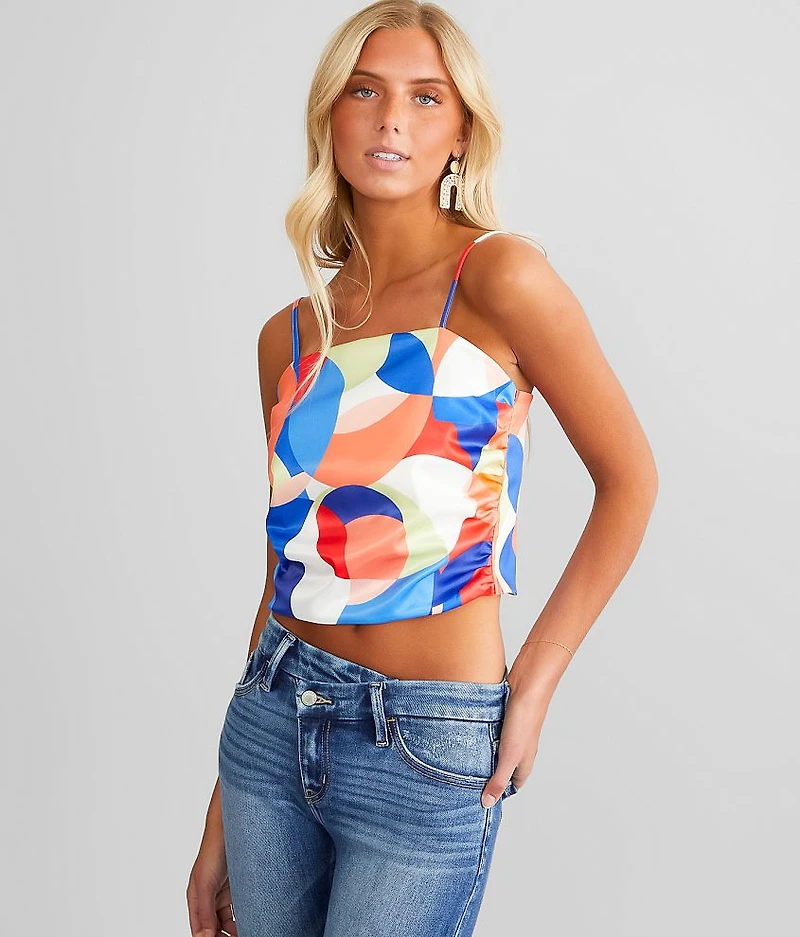Satin Cropped Tank Top