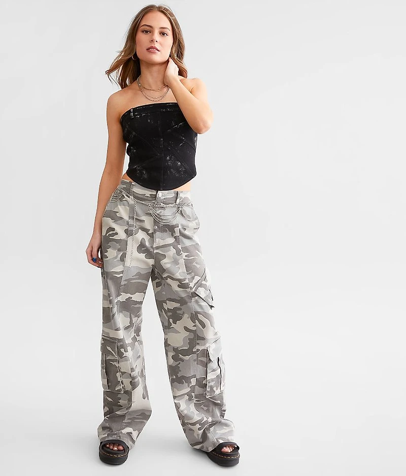 Metallic Denim Cropped Tube Top