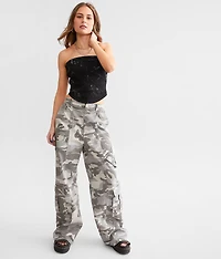 Metallic Denim Cropped Tube Top
