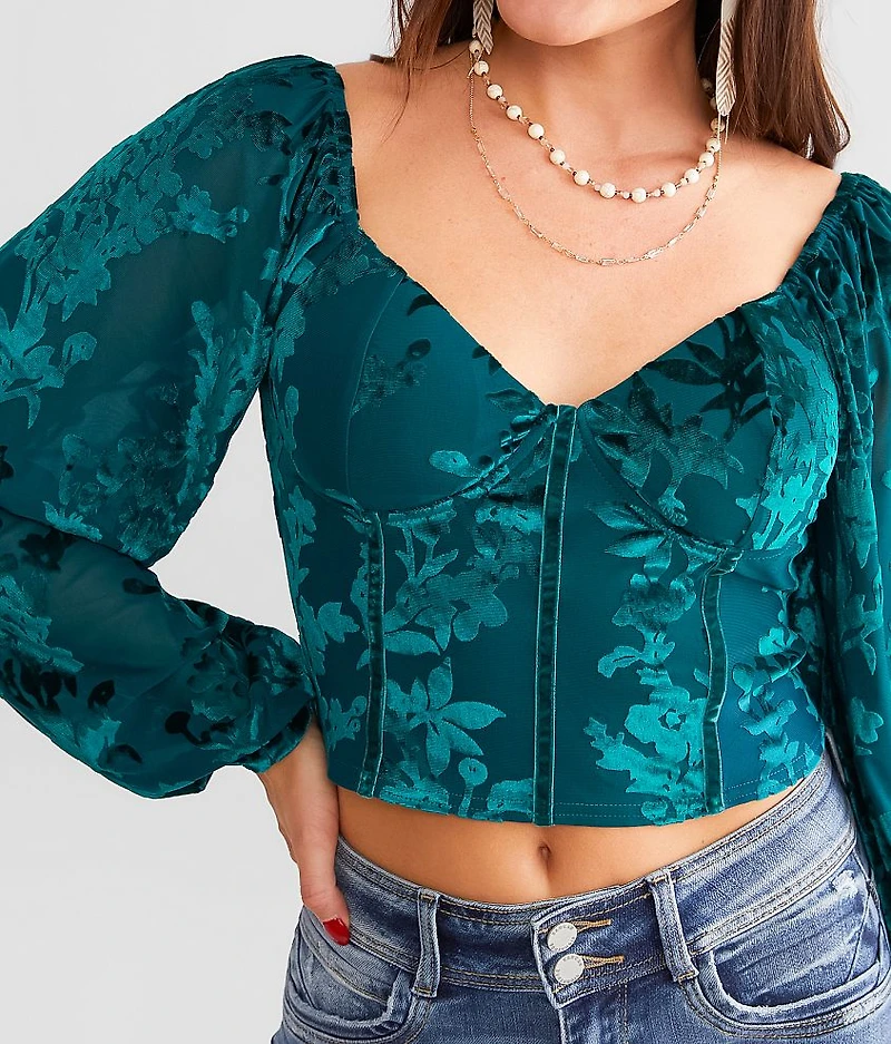 Floral Velvet Corset Top