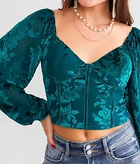 Floral Velvet Corset Top