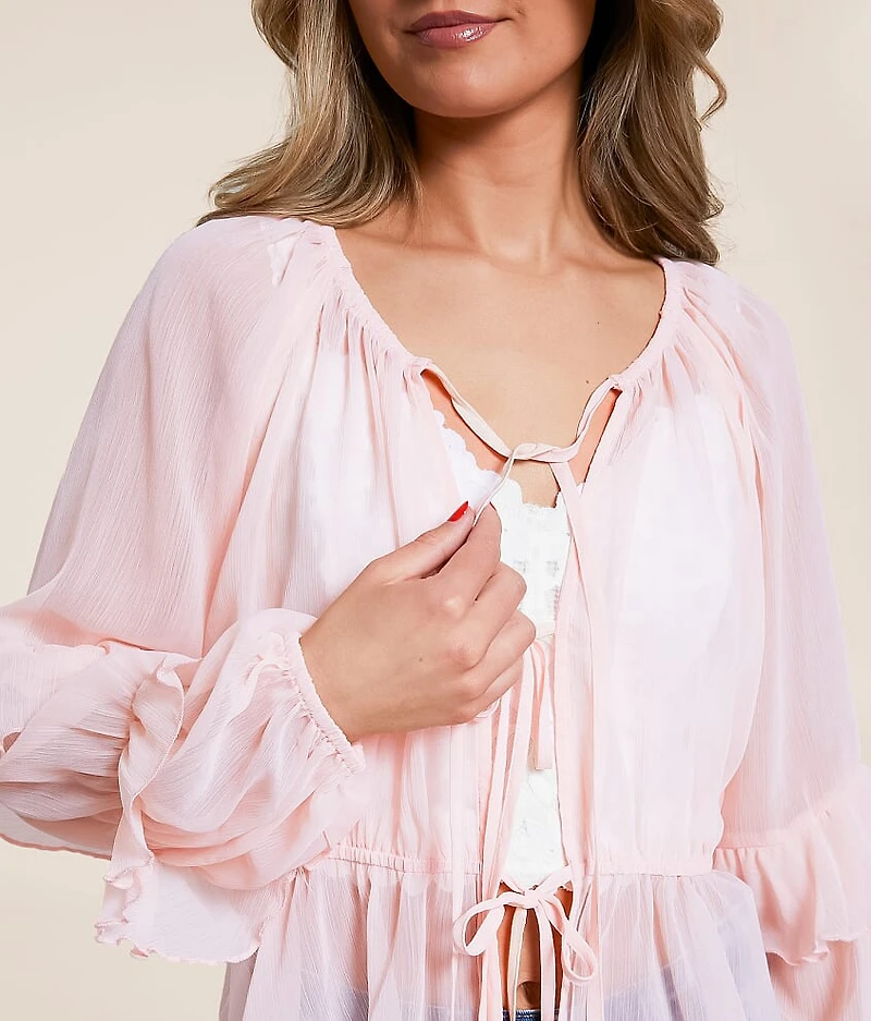 Front Tie Ruffle Top