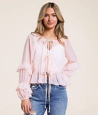 Front Tie Ruffle Top