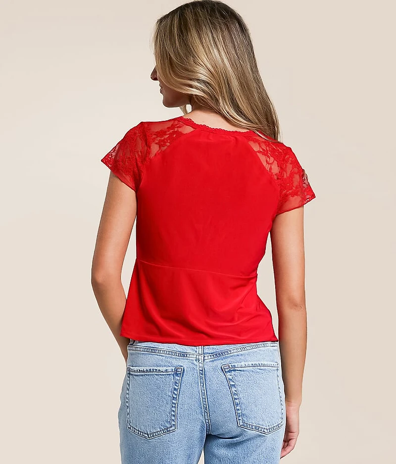 Pieced Lace Keyhole Top