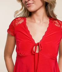 Pieced Lace Keyhole Top