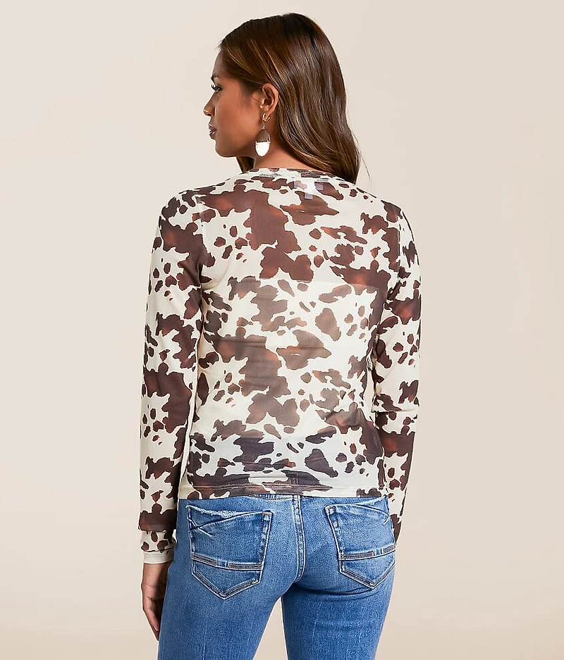 Cow Print Mesh Shirt