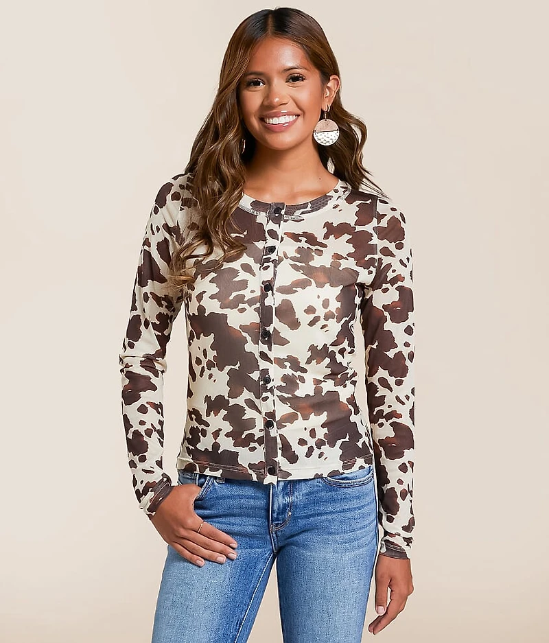 Cow Print Mesh Shirt