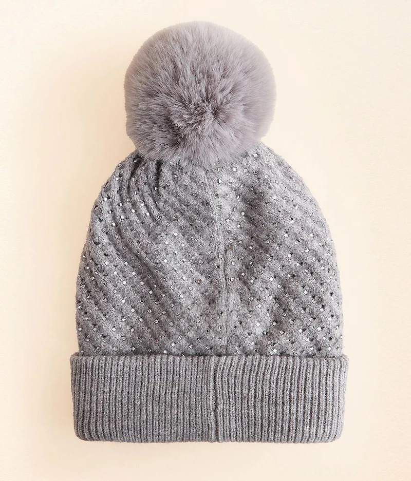 Rhinestone Pom Beanie
